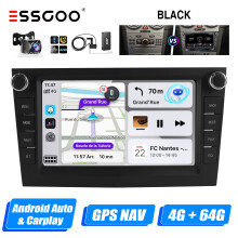 ESSGOO autoradio, Android 14, 4GB RAM + 64GB ROM, 7 inch IPS scherm, zwart met DAB CAM