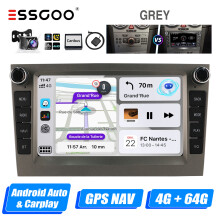 ESSGOO Android 14 autoradio, 4GB RAM + 64GB ROM, 7 inch IPS scherm, grijs met AHD camera