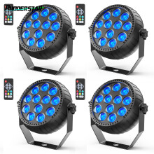 Par Light LED RGB lampen, set van 4, zwart, geluidsgestuurd en draadloos voor DJ disco party