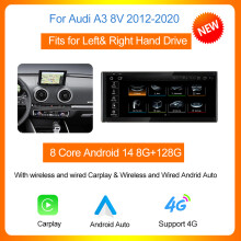 Autotop multimedia scherm 10.25 inch, Android 14, 8G 128G, draadloze Carplay en Android Auto voor Audi A3 8V