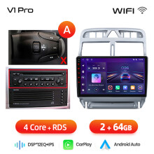 Junsun autoradio, 2 DIN multimediasysteem, V1 Pro (2GB 64GB), draadloos CarPlay en Android Auto voor Peugeot 307