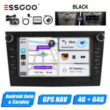 ESSGOO Android 14 autoradio, 7 inch IPS touchscreen, zwart, met draadloos Carplay en MIC CAM