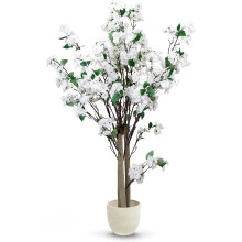 Maia Shop amendoeira artificial, 105 cm, com flores brancas, para interior
