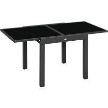 Outsunny mesa de jardim extensível em alumínio, 80-160x80x75cm, 50 kg, preto