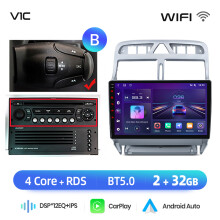 Junsun autoradio, 2 DIN multimediasysteem, 2GB 32GB, draadloos CarPlay en Android Auto voor Peugeot 307