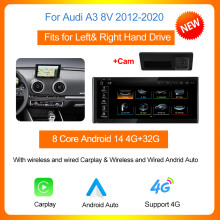 Autotop multimedia scherm, 2din, 4G 32G Cam, draadloze Carplay en Android Auto voor Audi A3 8V
