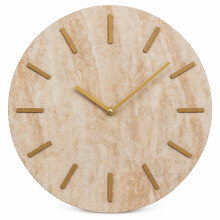 30cm Wall Clock in Travertine Effect w/ Gold Hands