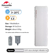 Naturehike Aufblasbare Isomatte, Ultraleicht, R-Wert 5,8, 196x64cm, Wasserdicht für Camping