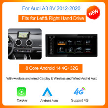 Autotop Multimedia Scherm, 10.25 inch, Android 14, 4G 32G, Draadloze Carplay en Android Auto, voor Audi A3 8V 2012-2020