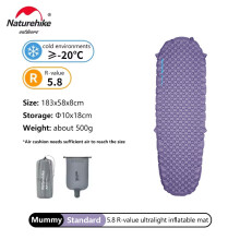 Naturehike Aufblasbare Isomatte, Ultraleicht, R-Wert 5,8, 183x58cm, Wasserdicht für Camping und Outdoor