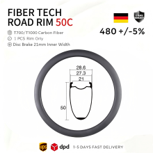 Racefiets, 700c ultralichte carbon velg, schijfrem, 50 mm, 21 mm breed, 24 gaten