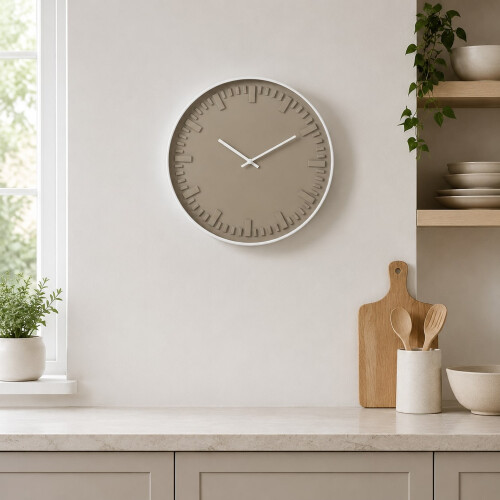 Beige Wall Clock w/ White Aluminium Rim 1