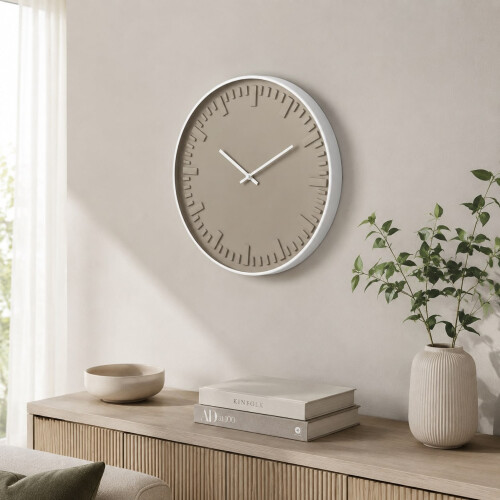 Beige Wall Clock w/ White Aluminium Rim 2