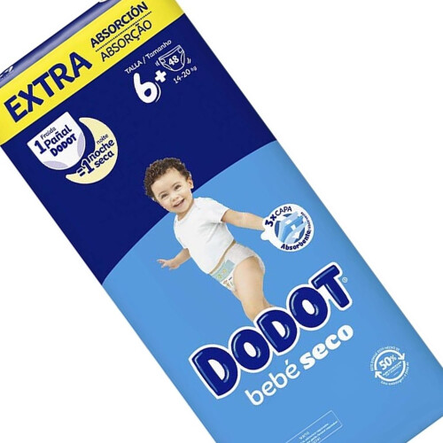 Dodot Bebé Seco Extra, conjunto de 48 fraldas, tamanho 6 1
