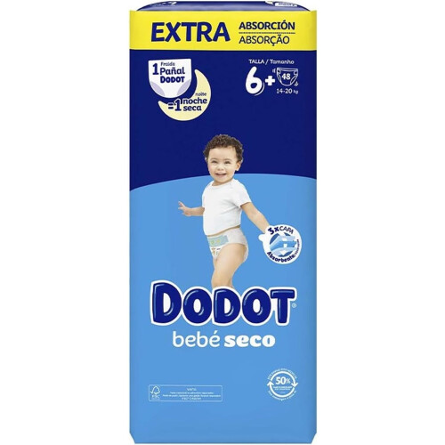 Dodot Bebé Seco Extra, conjunto de 48 fraldas, tamanho 6 2