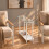 (White) 20cm Narrow 2 Tier Glass Side Table Storage Shelf 2
