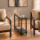 (Black) 20cm Narrow 2 Tier Glass Side Table Storage Shelf 2