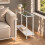 (White) 20cm Narrow 2 Tier Glass Side Table Storage Shelf 4