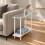 (White) 20cm Narrow 2 Tier Glass Side Table Storage Shelf 3