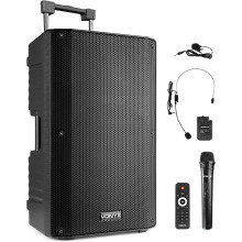 Vonyx VSA500-BP, altifalante PA de 12 polegadas, com microfone de diadema UHF, portátil, bateria de 8 horas