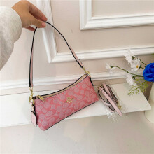 (Pink) Retro old flower baguette armpit bag shoulder crescent bag