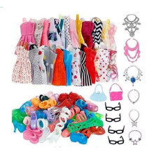Doll Clothes Accessories Set Outfit Shoes Bags Jewelry Dress Up Play Set