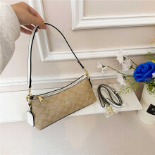 (Khaki) Retro old flower baguette armpit bag shoulder crescent bag