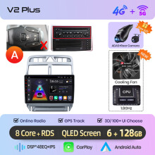 Junsun autoradio, V2 Plus(6GB 128GB)3DA, draadloos CarPlay en Android Auto, 2 DIN multimediasysteem voor Peugeot 307