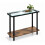 (Rustic Brown) 20cm Narrow 2 Tier Glass Side Table Storage Shelf 1