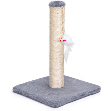 Nobleza, poste de arranhador para gatos, sisal natural, com brinquedo de rato, base quadrada de peluche cinzento, 25x25x35 cm