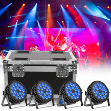 U'King Heavy-duty Gator Case, 62,5x41x45,5cm, zwart, leer, met wielen voor 4x 18 LED Par Light