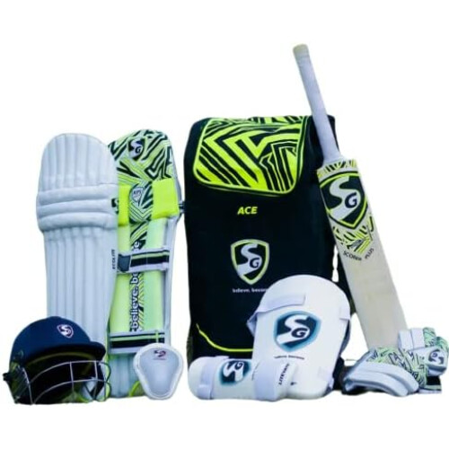 SG Kit de Críquete Completo, conjunto com capacete, batuta e proteção