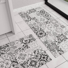 PETTI ARTIGIANI ITALIANI, Tapete de Cozinha Antiderrapante e Lavável, Modelo Vietri Negro, 52x140 cm, Feito em Itália