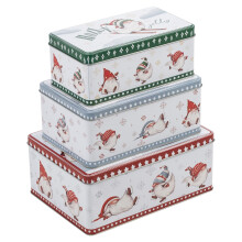 Set of 3 Christmas Gnome Nesting Biscuit Tins