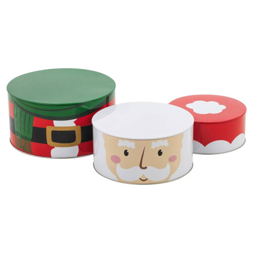 Set of 3 Christmas Santa Stacking Cake Tins