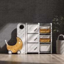 Ma(r)ke(t) armário modular infantil, conjunto de 2 módulos com portas, inclui carrinho espacial