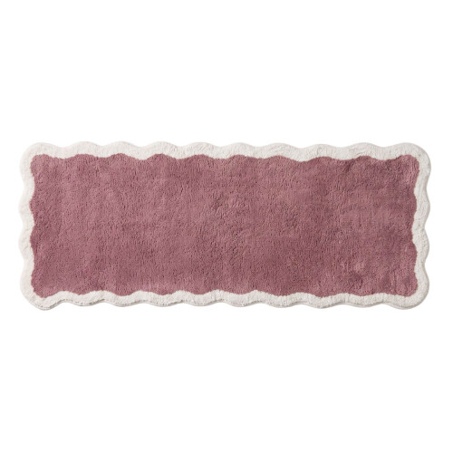 Homescapes Scalloped Bath Mat Runner 100% Cotton, 40 x 100 cm