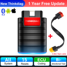 THINKCAR Thinkdiag OBD2-Scanner, Autodiagnosetool für alle Systeme, ECU-Codierung, 15 Reset-Funktionen, für iOS und Android