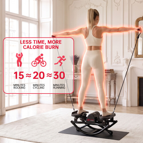 U Shaped Stepper With Resistance Bands LCD Display 130kg 2
