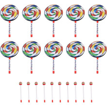 Conjunto de 10 baquetas de percussão em forma de pirulito, 200 mm, plástico multicolor