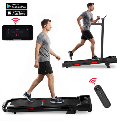 Black Q2-2 Treadmill With Handrails 3.0HP Incline APP Control