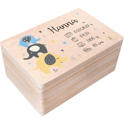 Creative DECO caixa de arrumação de madeira personalizada, para bebés e crianças