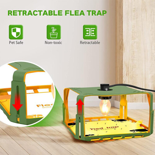 (2pcs, green) Flea Trap Refillable Square Moth Catcher Indoor Pest Control for Home Pets, White
