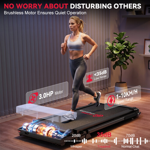 Black Q2-2 Treadmill With Handrails 3.0HP Incline APP Control 2