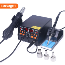 Silverflo 902D-III 2-in-1 soldeerstation, 750W, met heetluchtpistool en soldeerbout voor SMD PCB reparatie, 230VUK