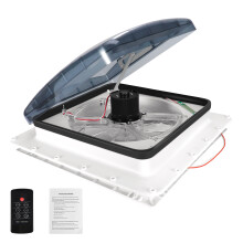 Elektrische camperdakventilator, 12V, 3 snelheden, tweerichtingsluchtstroom met regensensor en afstandsbediening