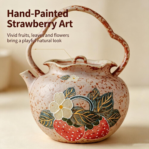 Ceramic Teapot, Hand-Painted Flower Design, Heat-Resistant Materials 1