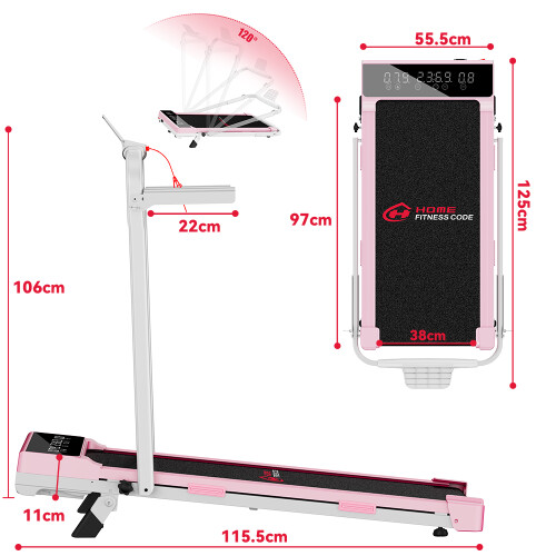 Pink Q2-2 Treadmill With Handrails 3.0HP Incline APP Control 1