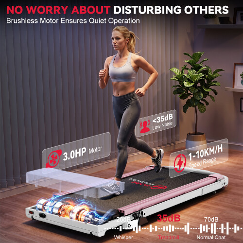 Pink Q2-2 Treadmill With Handrails 3.0HP Incline APP Control 2