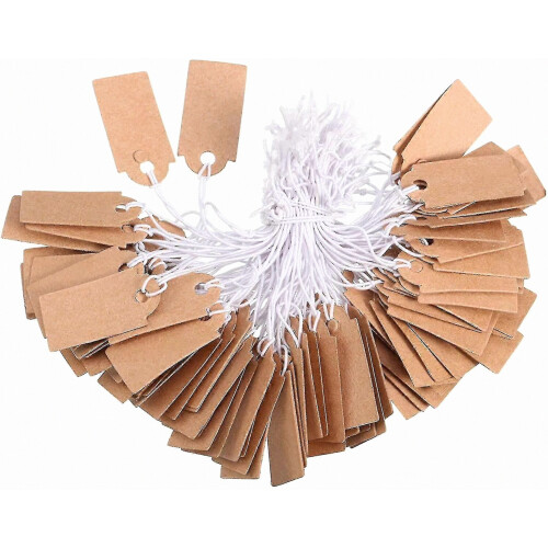 300 Sheets Label Tags Price Tags Blank Writable Price Tags Display Tags Th Elastic Hang Rope, Kraft